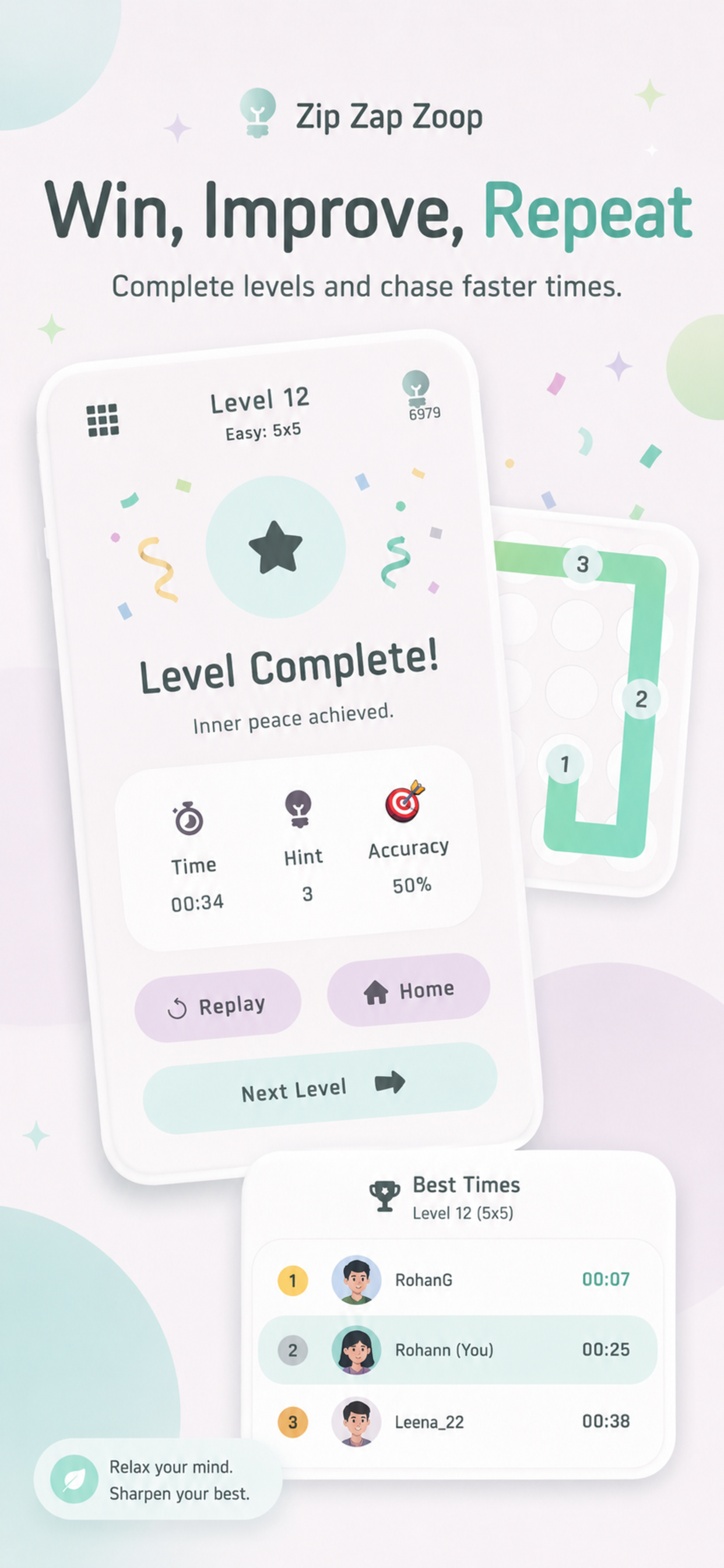 Zip Zap Zoop share score and compete screen